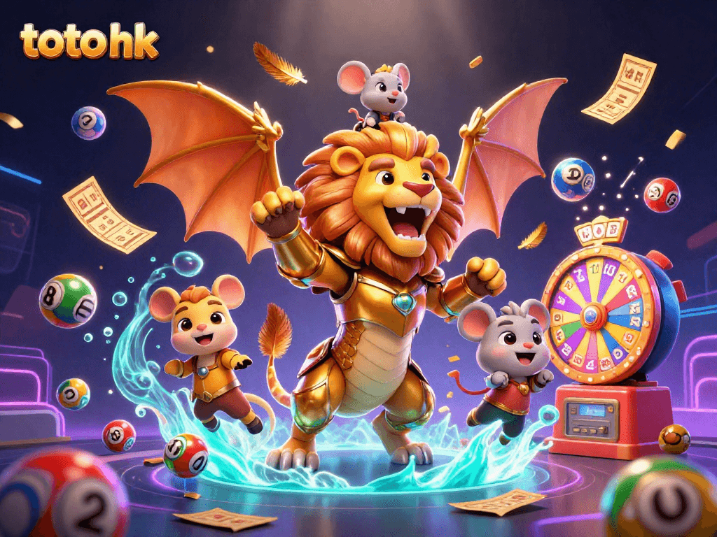 Permainan toto hk dengan bola lotere berwarna-warni dan monster bertema kasino yang berkualitas tinggi.