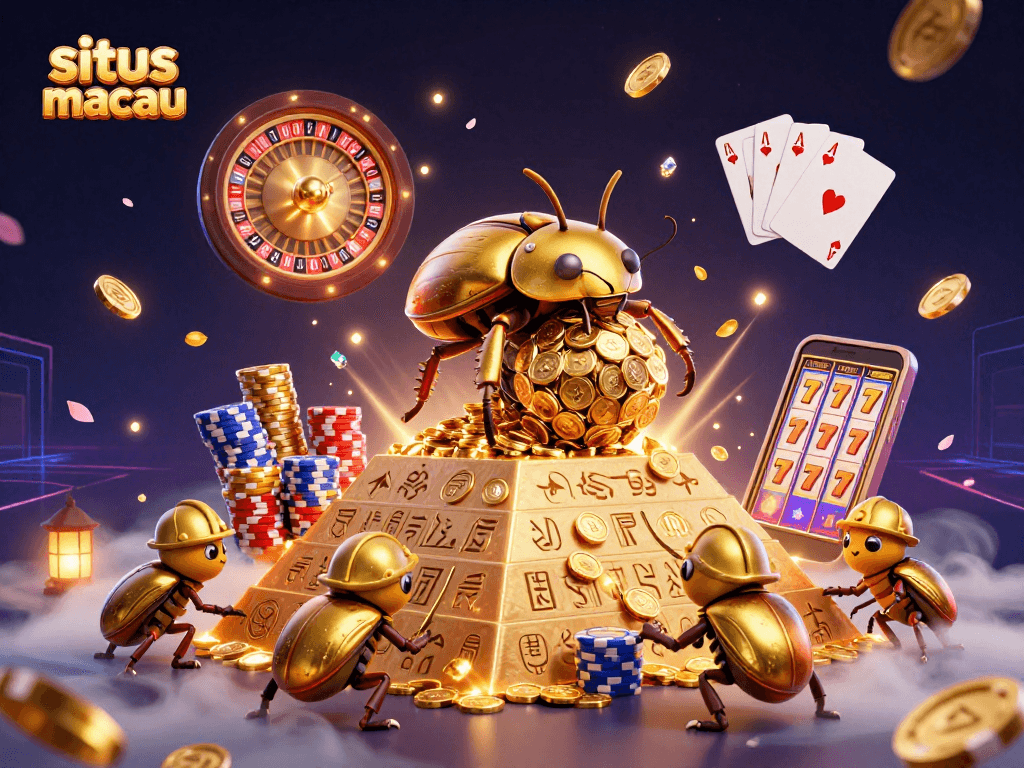Engage with situs macau's exciting gameplay and golden treasures amidst cascading coins and vibrant elements.